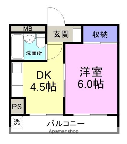 高野ハイツ(1DK/4階)の間取り写真