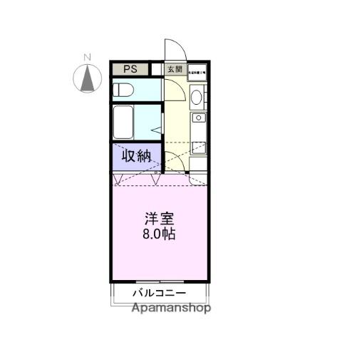 ロイヤルキャビン18(1K/2階)の間取り写真