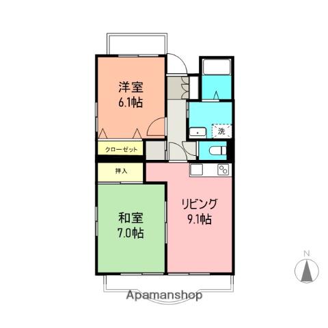 アンビシオン函南(2LDK/3階)の間取り写真