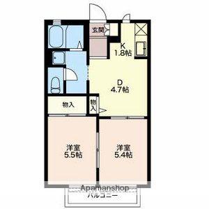 ファミール幸F棟(2DK/2階)の間取り写真
