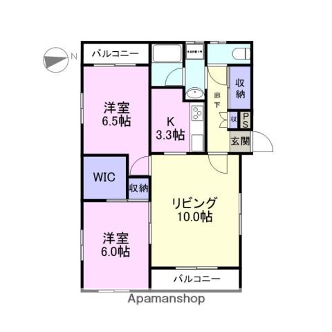 ひまわりはうす(2LDK/2階)の間取り写真