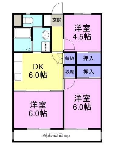 グリーンヒル大仁(3DK/3階)の間取り写真