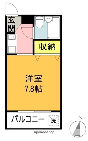 ブルール文教(ワンルーム/2階)の間取り写真