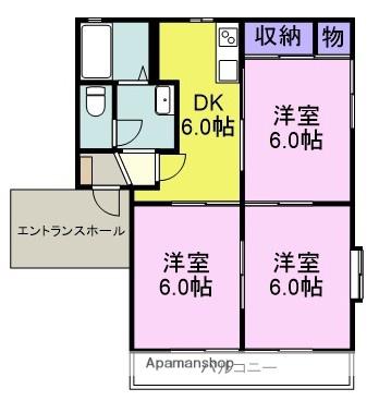 サンモール・カーサ(3DK/2階)の間取り写真