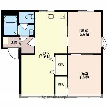 サンモール塚本(2LDK/1階)の間取り写真