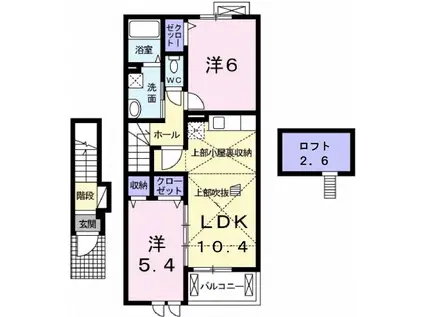 イーストパレスⅡ(2LDK/2階)の間取り写真