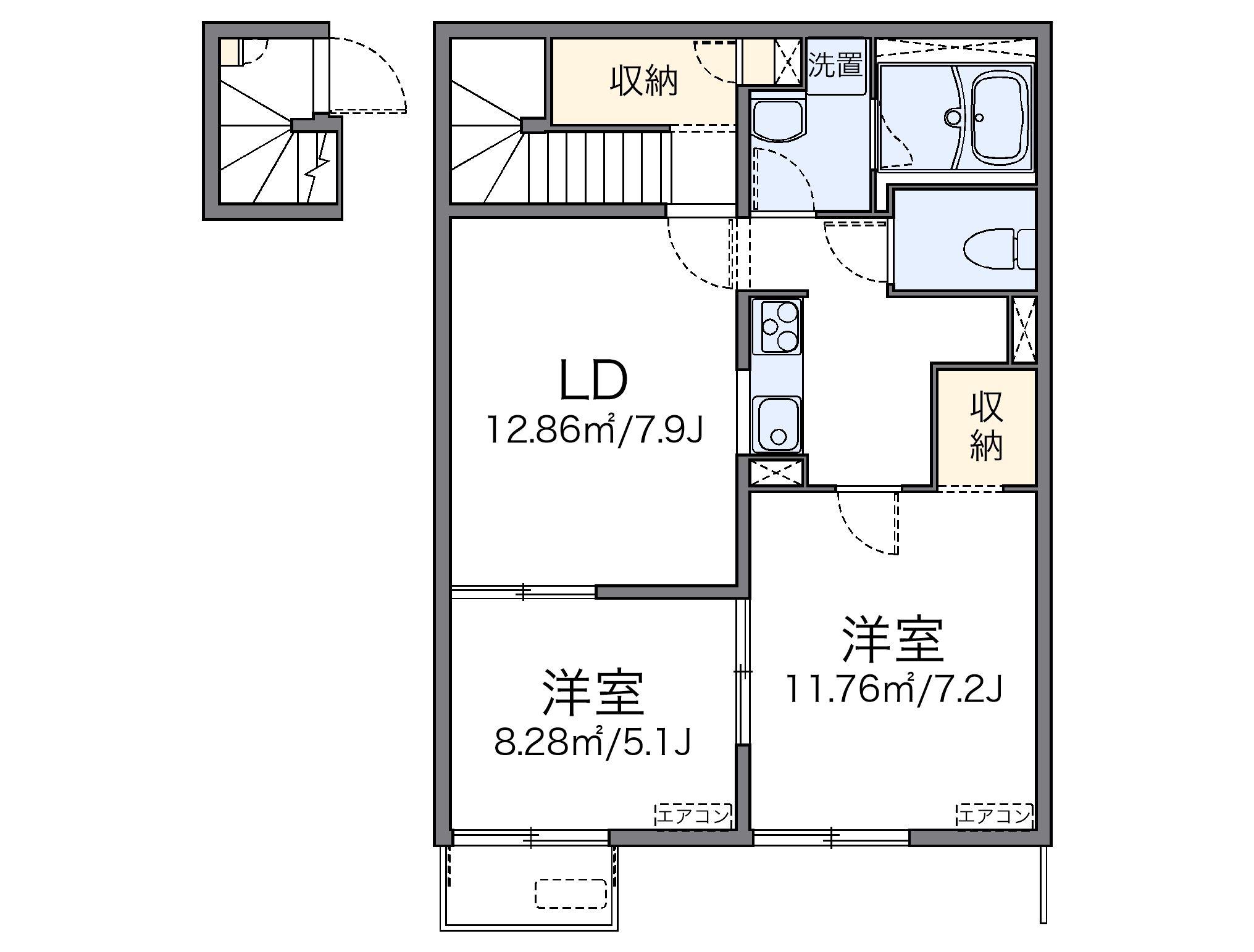 レオパレスサン(2LDK/2階)の間取り写真