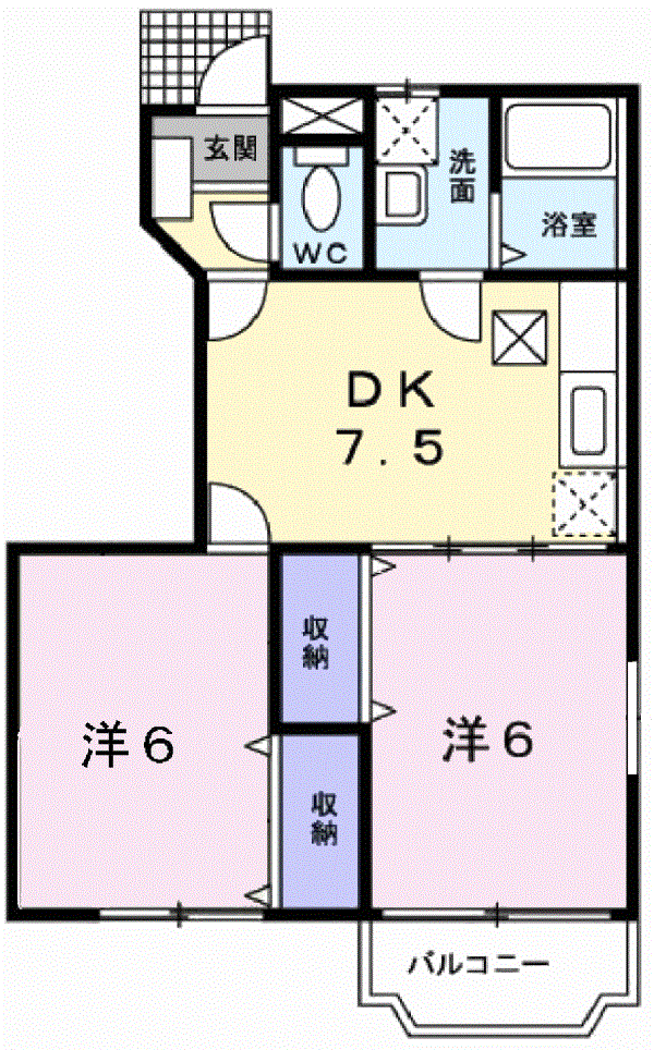 ソシアルコート香貫Ⅰ(2DK/1階)の間取り写真