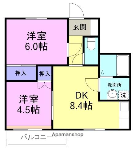 メゾン雅(2DK/1階)の間取り写真
