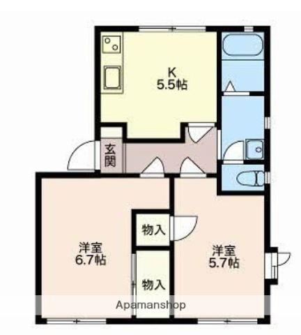 ロワイムクリサンセーム(2K/1階)の間取り写真