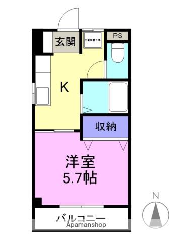 エクセル(1K/2階)の間取り写真