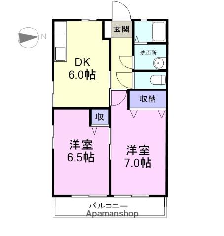 ウィンビレッジ D(2DK/1階)の間取り写真