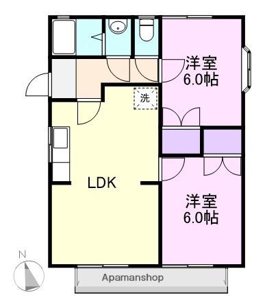 コーポヨコワタリ(2LDK/1階)の間取り写真