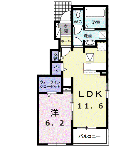 DOMUS RIPA Ⅱ(1LDK/1階)の間取り写真