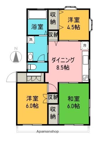 メゾンMJ1(3DK/2階)の間取り写真