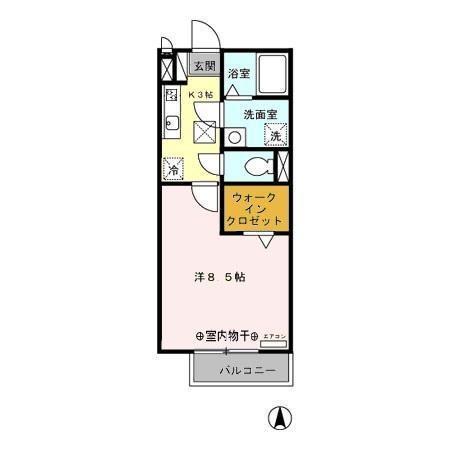 アムール・ルミエールB棟(1K/1階)の間取り写真