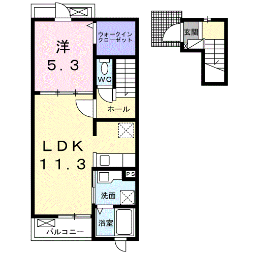 リジエールⅡ(1LDK/2階)の間取り写真