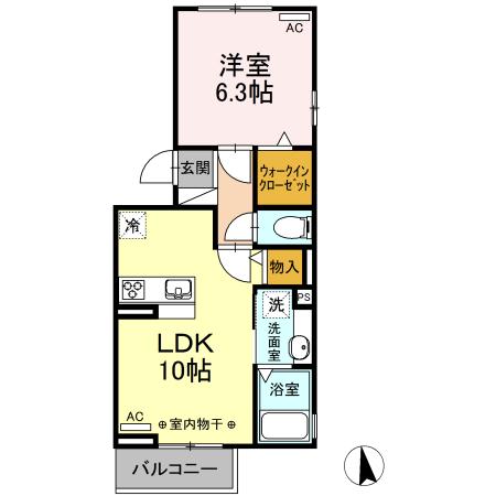 メルベージュ(1LDK/3階)の間取り写真