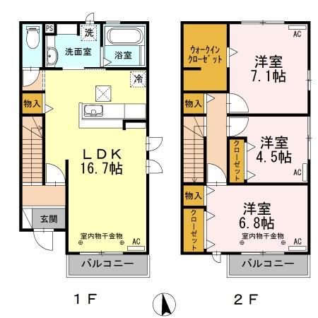ボンヌ シャンス(3LDK/1階)の間取り写真