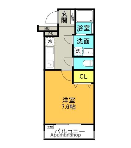 ヴィガラス大手町(1K/4階)の間取り写真