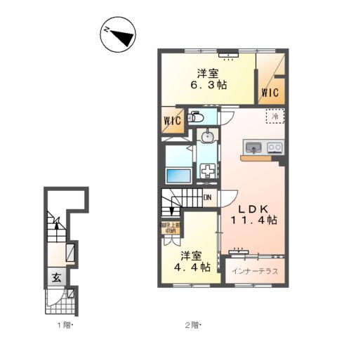 清水町徳倉アパート(2LDK/2階)の間取り写真