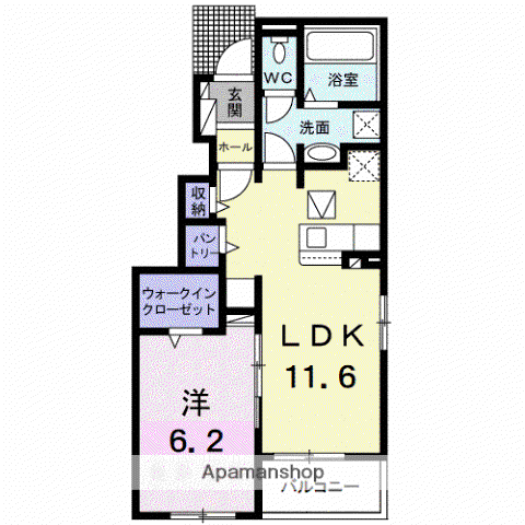 DOMUS RIPA Ⅱ(1LDK/1階)の間取り写真
