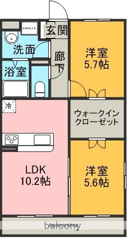 リバレイン(2LDK/1階)の間取り写真