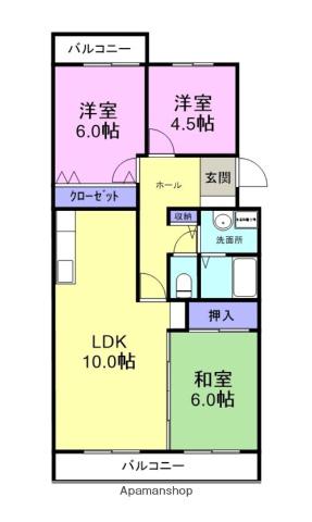 フォンティーヌ小高壱番館(3LDK/3階)の間取り写真