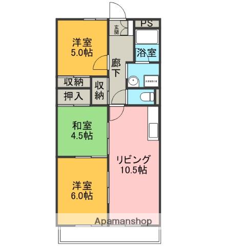 ドミールK壱番館・弐番館(3LDK/2階)の間取り写真