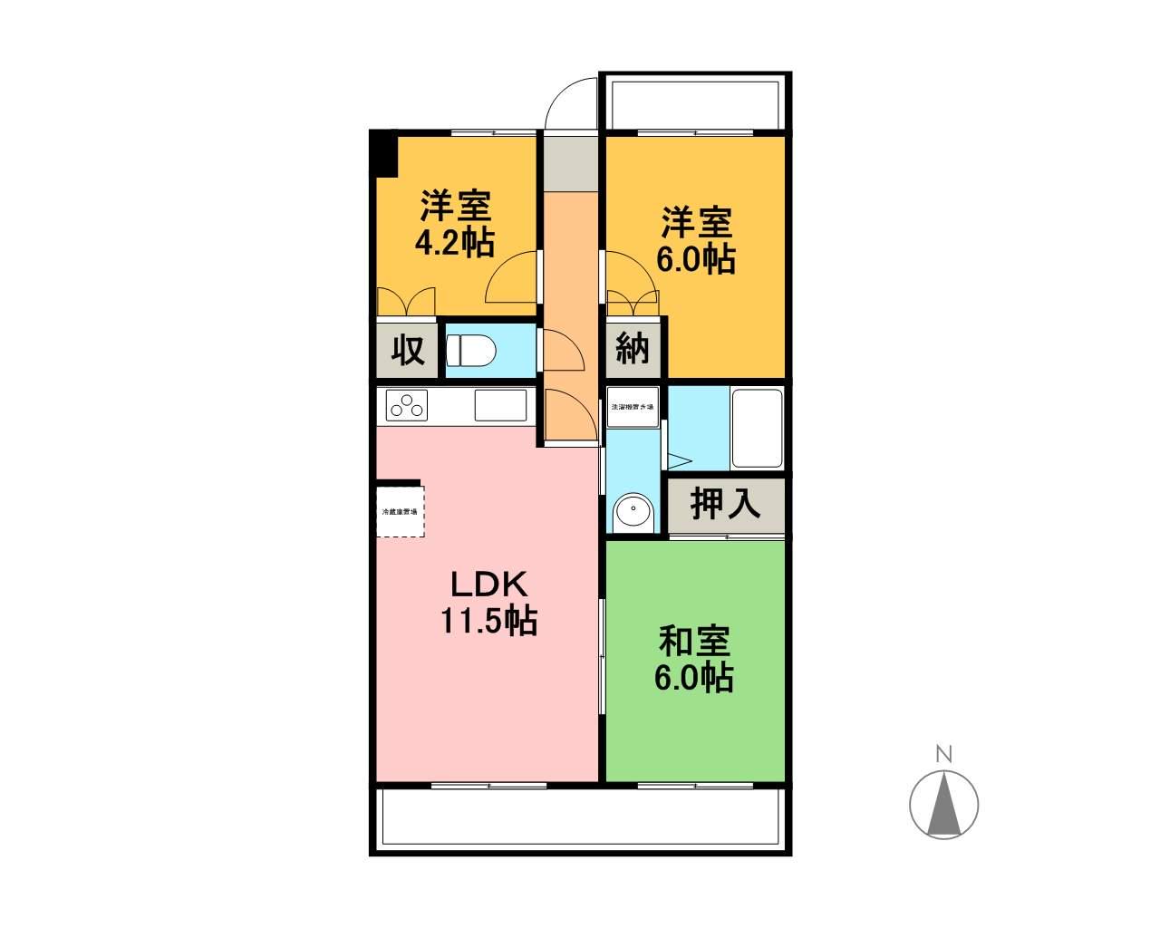 サンパークヒルズ高砂(3LDK/2階)の間取り写真