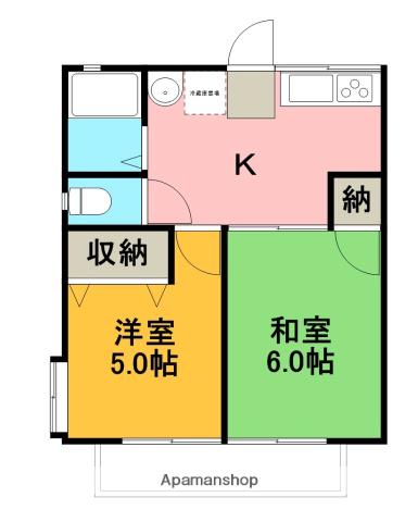 ローダンセ(2K/2階)の間取り写真