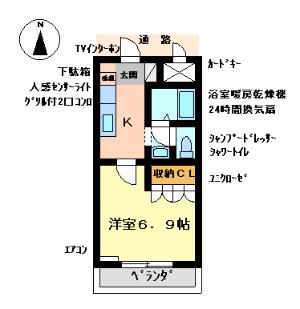 ドリームハイツ・吉田(1K/1階)の間取り写真