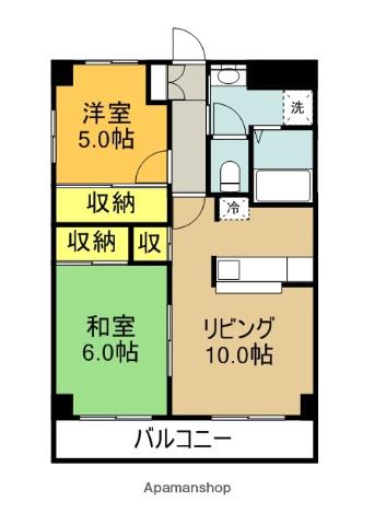 ルインズワタナベ(2LDK/2階)の間取り写真