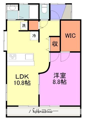 ふじハイム・ふじハイムⅥ(1LDK/2階)の間取り写真