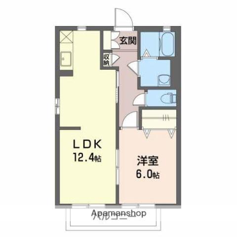 ウッドクレストⅠ・Ⅱ(1LDK/2階)の間取り写真