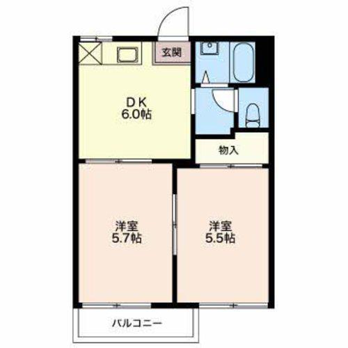 タウニィ88(2DK/1階)の間取り写真