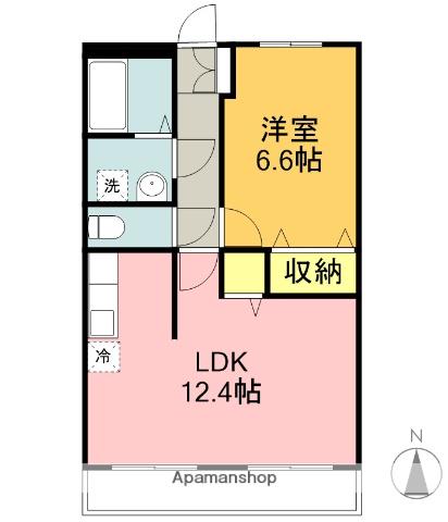 LATTE外原館(1LDK/2階)の間取り写真