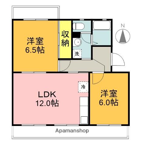 ヴィラ長者町(2LDK/3階)の間取り写真