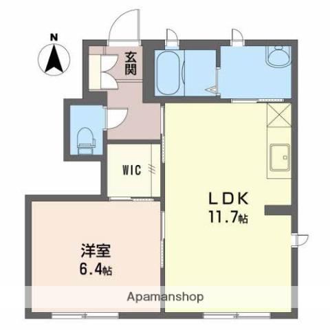 フォレスト二の岡(1LDK/1階)の間取り写真