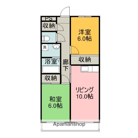 シズコーポ(2LDK/3階)の間取り写真