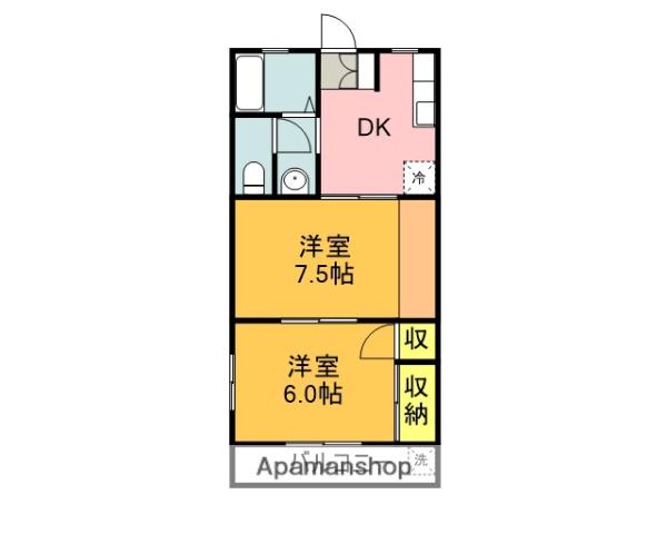 コーポ荒田(2DK/2階)の間取り写真