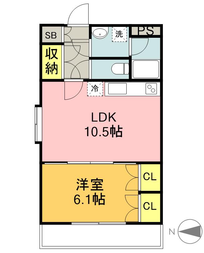 リーヴァ黄瀬川(1LDK/1階)の間取り写真