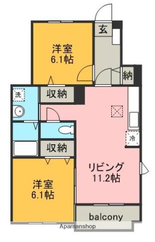 サンシャインNANA(2LDK/1階)の間取り写真