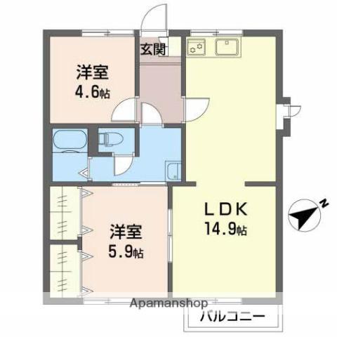 ロワイムハラカワ(2LDK/2階)の間取り写真