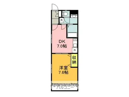 豊町PARK AVENUE(1DK/2階)の間取り写真