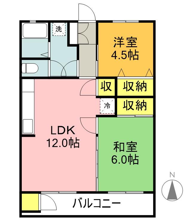 三恵マンション(2LDK/4階)の間取り写真