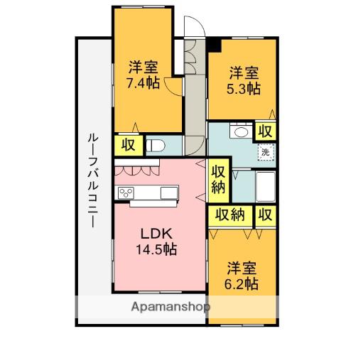 メゾンドゥアンダルシア(3LDK/3階)の間取り写真