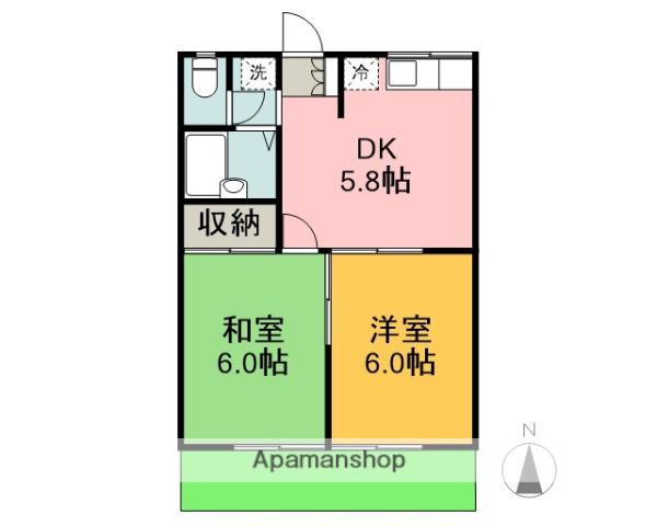 エステートピア(2DK/1階)の間取り写真