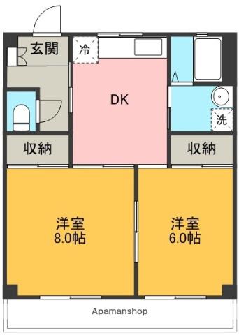 ロイヤルプラザ上土狩(2DK/3階)の間取り写真