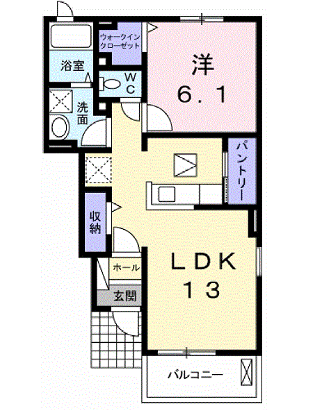 シュシュグランツ A(1LDK/1階)の間取り写真